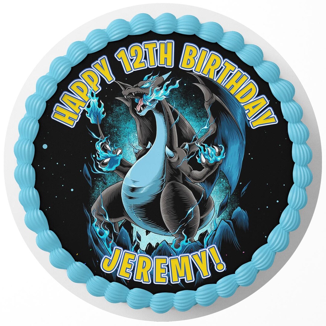 Pokemon Mega Charizard X Edible Cake Image Topper Birthday Cake Sheet Round | MakerPlace by Michaels Pokemon Mega Charizard X Edible Cake Image Topper Birthday Cake Sheet Round | MakerPlace by Michaels
